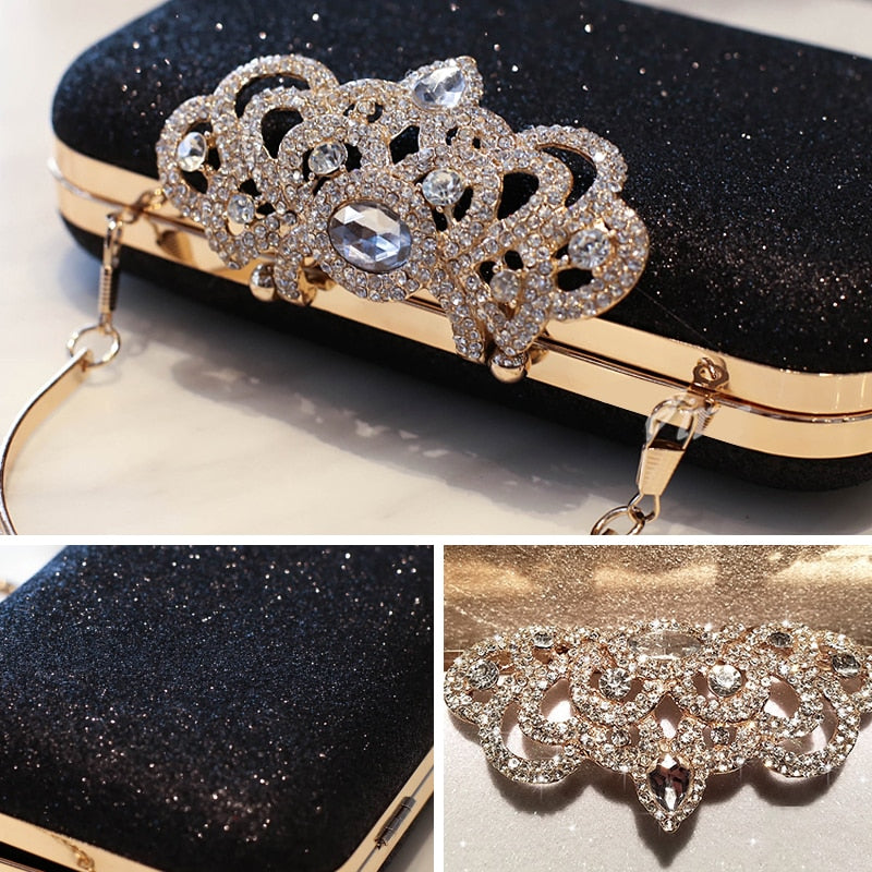 Meloke new fashion Sequined Scrub Clutch Women's Evening Bags Bling Day Clutches Gold Wedding Purse Female Handbag MN2023