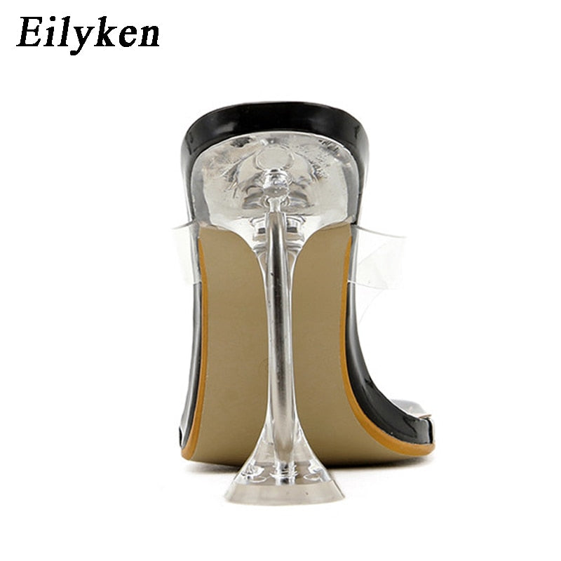 Summer Party New Designer Transparent Female Slippers Women Perspex High Heels Ladies Clear Flip Flops Shoes