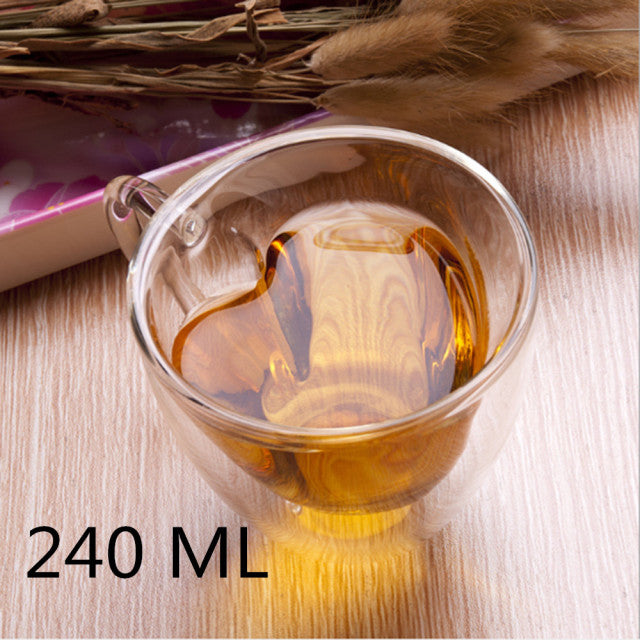 INS Coffee Mug Double Wall Milk Cup Cute Glass Creative Kawaii Juice Vaso Gato Oso Taza Doble Cristal Valentine's Day Gift - CARYMEN