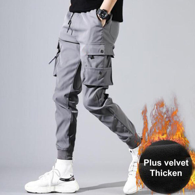 Hot!Autumn Men Pants Hip Hop Harem Joggers Pants 2021New Male Trousers Mens Solid Multi-pocket Cargo Pants Skinny Fit Sweatpants - CARYMEN