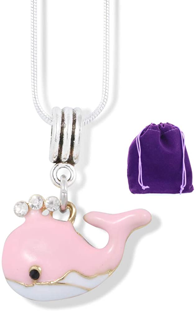 EPJ Whale with Three Rhinestones for Water Charm Snake Chain Necklace - CARYMEN