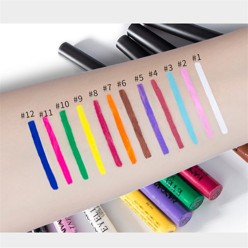 12 Colors Matte Eyeliner Liquid Waterproof Easy To Wear Make Up Matte Eye Liner Blue Red Green Brown Eyeliner Color Liner