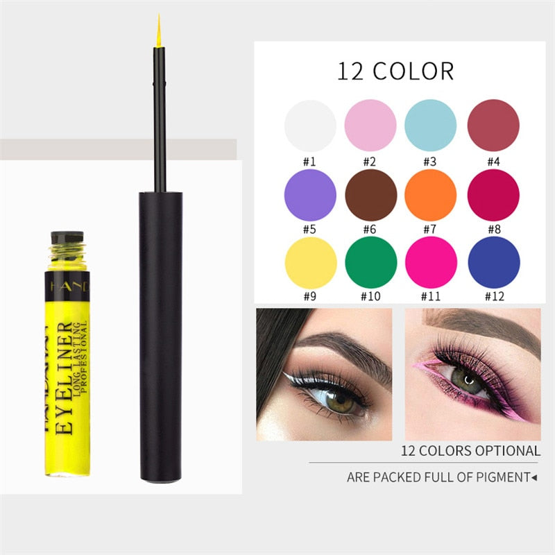 12 Colors Matte Eyeliner Liquid Waterproof Easy To Wear Make Up Matte Eye Liner Blue Red Green Brown Eyeliner Color Liner