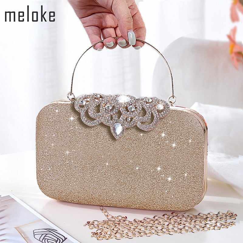 Meloke new fashion Sequined Scrub Clutch Women&#39;s Evening Bags Bling Day Clutches Gold Wedding Purse Female Handbag MN2023