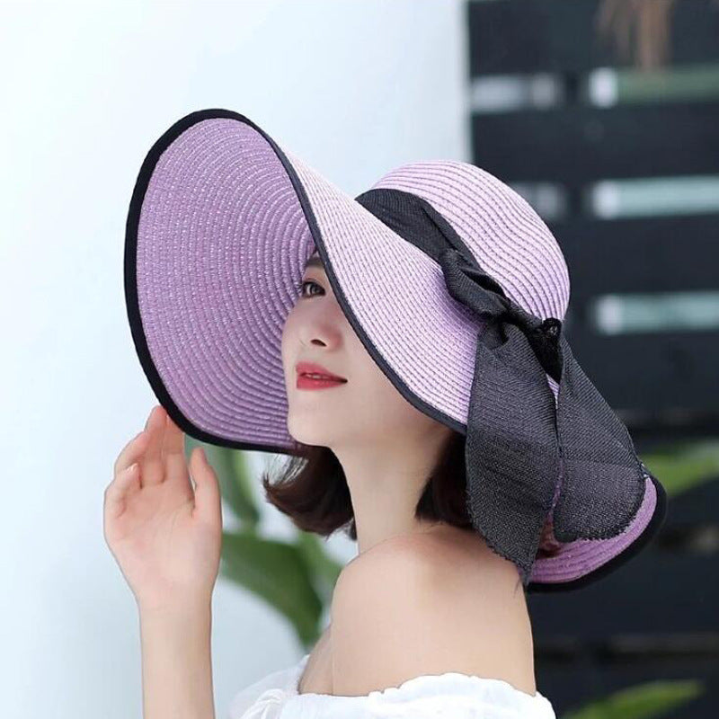 Manufacturers sell big brim hat shade straw hat female summer foldable sunscreen sun hat travel seaside vacation beach hat