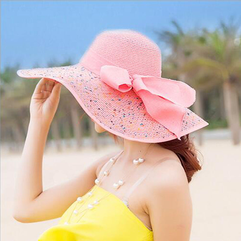 Manufacturers sell big brim hat shade straw hat female summer foldable sunscreen sun hat travel seaside vacation beach hat