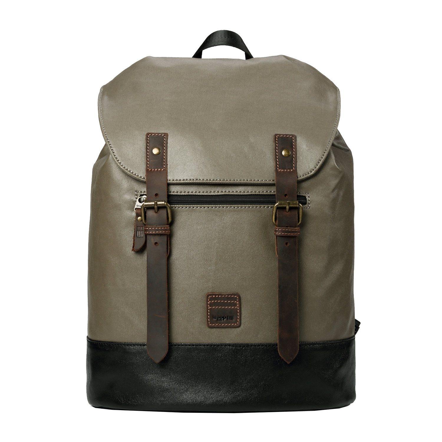 TRP0514 Troop London Heritage Coated Canvas Casual Daypack, Laptop Backpack - CARYMEN