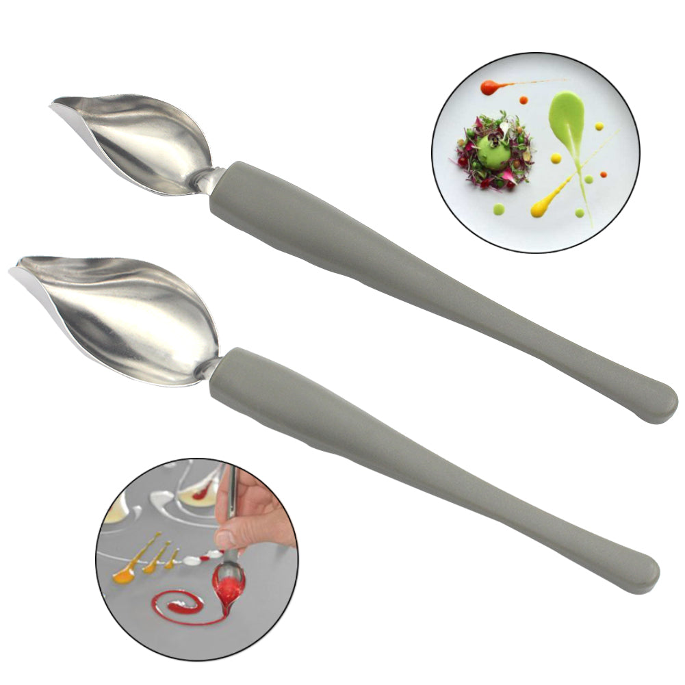 Chef Decoration Pencil Anti-slip Accessories Draw Tools Stainless Steel Portable Mini Sauce Painting Coffee Spoon Kitchen Home - CARYMEN