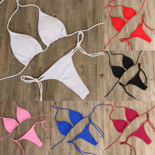 Summer Sexy Solid Mirco Bikini Sets Women Tie Side G-String Thong Swimsuit Female Bandage Bathing Suit Brazlian Swimwear Biquini - CARYMEN