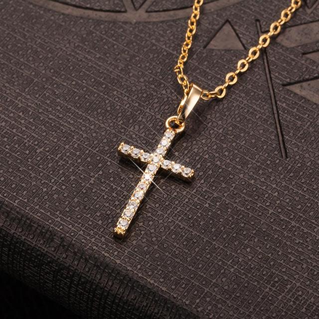 Fashion Female Cross Pendants dropshipping Gold Black Color Crystal Jesus Cross Pendant Necklace Jewelry For Men/Women Wholesale - CARYMEN