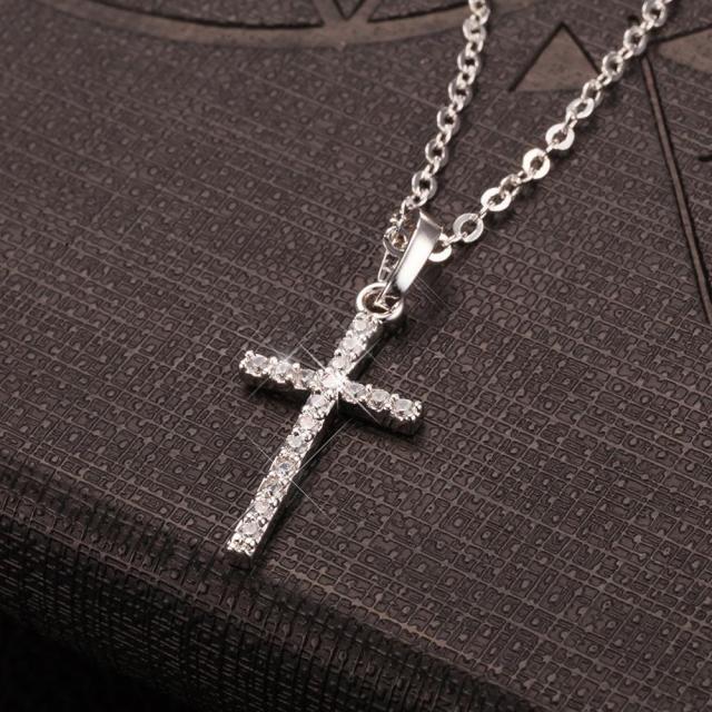 Fashion Female Cross Pendants dropshipping Gold Black Color Crystal Jesus Cross Pendant Necklace Jewelry For Men/Women Wholesale - CARYMEN