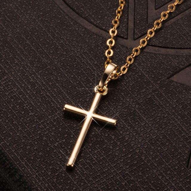 Fashion Female Cross Pendants dropshipping Gold Black Color Crystal Jesus Cross Pendant Necklace Jewelry For Men/Women Wholesale - CARYMEN