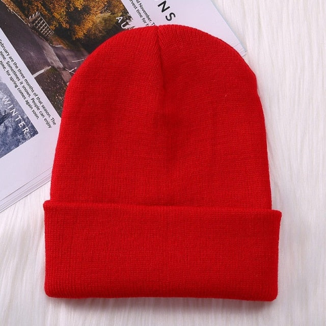 New Winter Beanie Hat for Women Men Embroider Logo Sew Letter Warm Knitted Autumn Skullies Unisex Ladies Gorro Female Cap Bonnet - CARYMEN