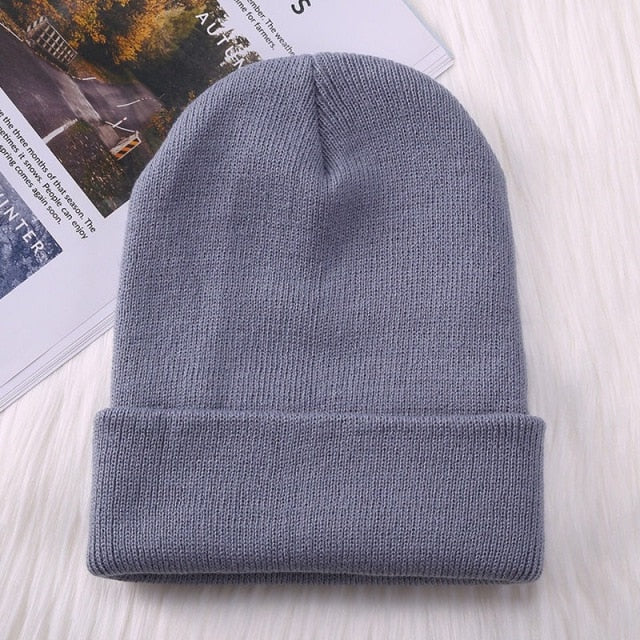 New Winter Beanie Hat for Women Men Embroider Logo Sew Letter Warm Knitted Autumn Skullies Unisex Ladies Gorro Female Cap Bonnet - CARYMEN