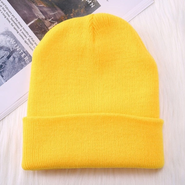 New Winter Beanie Hat for Women Men Embroider Logo Sew Letter Warm Knitted Autumn Skullies Unisex Ladies Gorro Female Cap Bonnet - CARYMEN