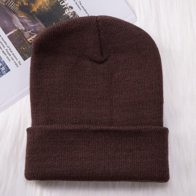 New Winter Beanie Hat for Women Men Embroider Logo Sew Letter Warm Knitted Autumn Skullies Unisex Ladies Gorro Female Cap Bonnet - CARYMEN