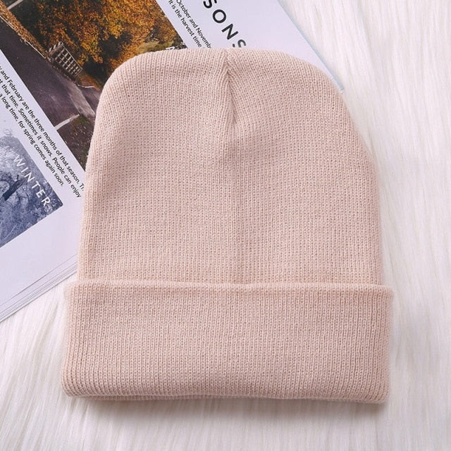 New Winter Beanie Hat for Women Men Embroider Logo Sew Letter Warm Knitted Autumn Skullies Unisex Ladies Gorro Female Cap Bonnet - CARYMEN