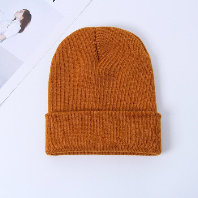 New Winter Beanie Hat for Women Men Embroider Logo Sew Letter Warm Knitted Autumn Skullies Unisex Ladies Gorro Female Cap Bonnet - CARYMEN