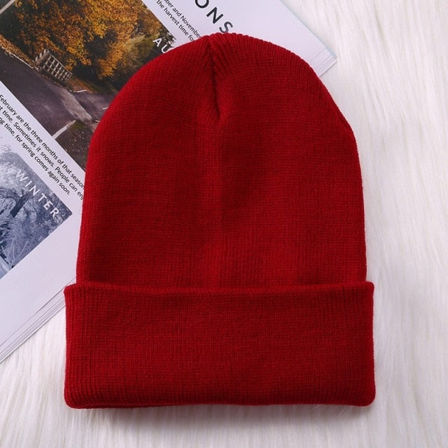 New Winter Beanie Hat for Women Men Embroider Logo Sew Letter Warm Knitted Autumn Skullies Unisex Ladies Gorro Female Cap Bonnet - CARYMEN