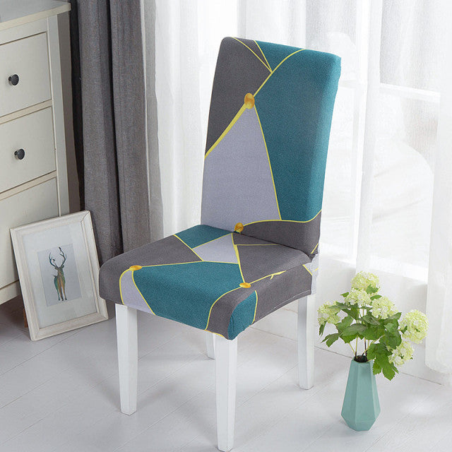 Geometric Dining Chair Cover Spandex Elastic Chair Slipcover Case Stretch Chair Covers for Wedding Hotel Banquet Dining Room - CARYMEN