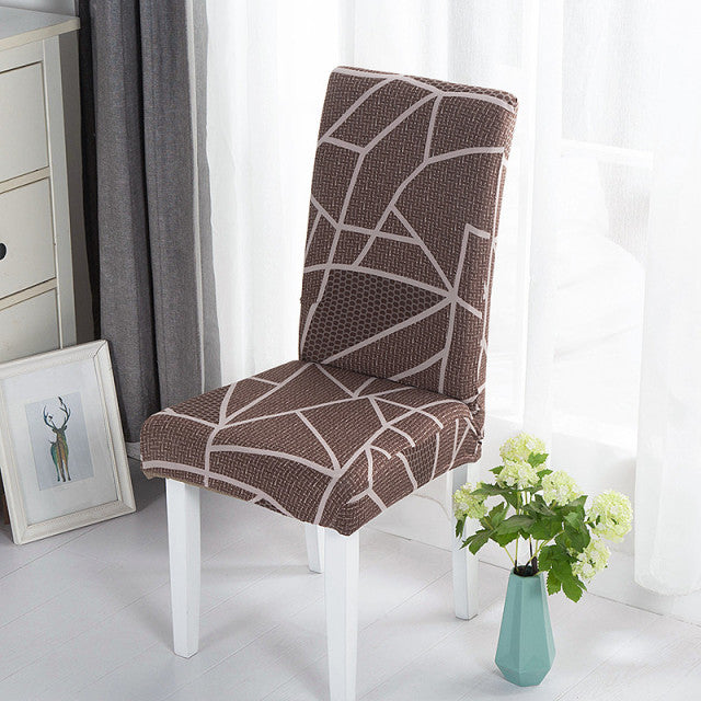 Geometric Dining Chair Cover Spandex Elastic Chair Slipcover Case Stretch Chair Covers for Wedding Hotel Banquet Dining Room - CARYMEN