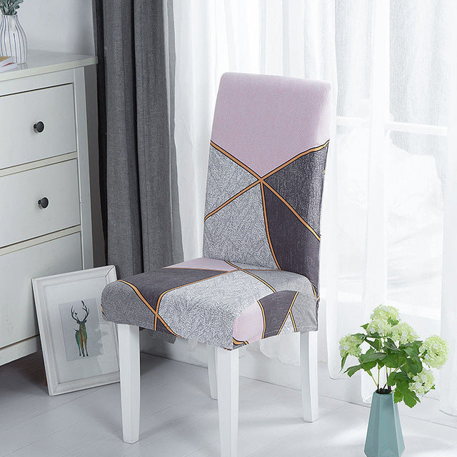 Geometric Dining Chair Cover Spandex Elastic Chair Slipcover Case Stretch Chair Covers for Wedding Hotel Banquet Dining Room - CARYMEN