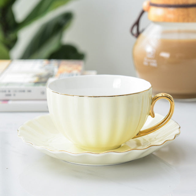 Pink Cute Creative Porcelain Cup and Saucer Ceramics Simple Tea Sets Modern Design Coffee Cups Tazas Para Cafe - CARYMEN