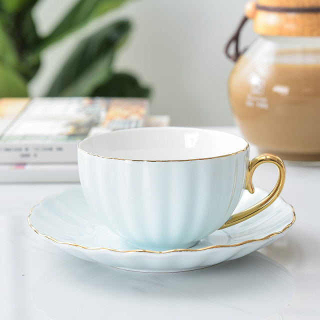 Pink Cute Creative Porcelain Cup and Saucer Ceramics Simple Tea Sets Modern Design Coffee Cups Tazas Para Cafe - CARYMEN