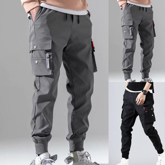 Hot！Autumn Men Pants Hip Hop Harem Joggers Pants 2021New Male Trousers Mens Solid Multi-pocket Cargo Pants Skinny Fit Sweatpants - CARYMEN