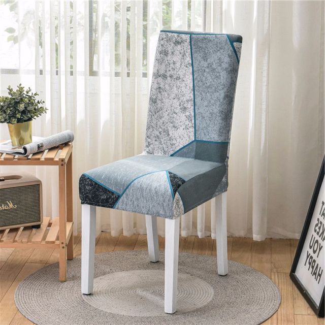 Geometric Dining Chair Cover Spandex Elastic Chair Slipcover Case Stretch Chair Covers for Wedding Hotel Banquet Dining Room - CARYMEN