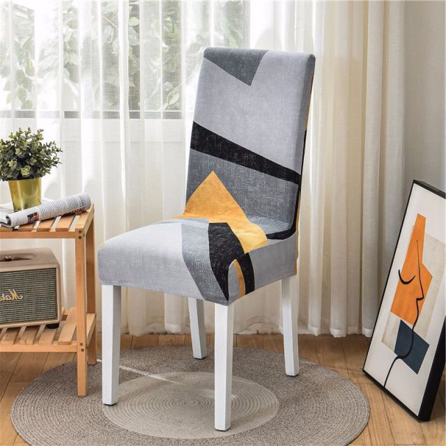 Geometric Dining Chair Cover Spandex Elastic Chair Slipcover Case Stretch Chair Covers for Wedding Hotel Banquet Dining Room - CARYMEN