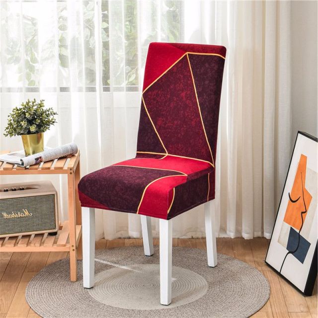 Geometric Dining Chair Cover Spandex Elastic Chair Slipcover Case Stretch Chair Covers for Wedding Hotel Banquet Dining Room - CARYMEN