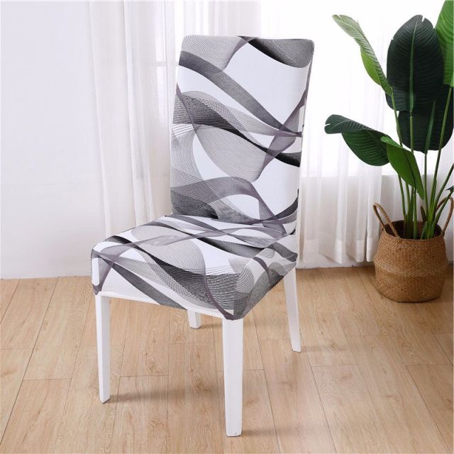 Geometric Dining Chair Cover Spandex Elastic Chair Slipcover Case Stretch Chair Covers for Wedding Hotel Banquet Dining Room - CARYMEN