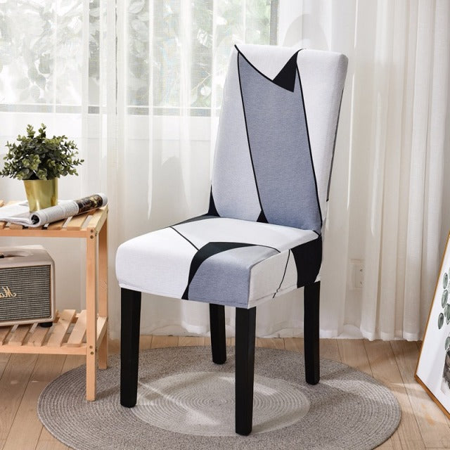 Geometric Dining Chair Cover Spandex Elastic Chair Slipcover Case Stretch Chair Covers for Wedding Hotel Banquet Dining Room - CARYMEN