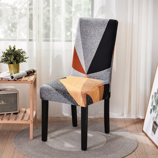 Geometric Dining Chair Cover Spandex Elastic Chair Slipcover Case Stretch Chair Covers for Wedding Hotel Banquet Dining Room - CARYMEN