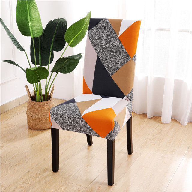 Geometric Dining Chair Cover Spandex Elastic Chair Slipcover Case Stretch Chair Covers for Wedding Hotel Banquet Dining Room - CARYMEN