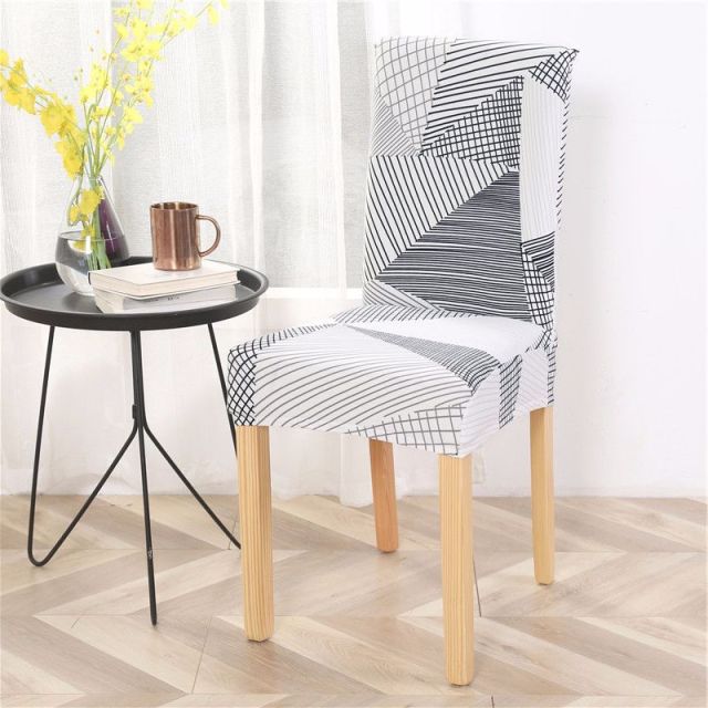 Geometric Dining Chair Cover Spandex Elastic Chair Slipcover Case Stretch Chair Covers for Wedding Hotel Banquet Dining Room - CARYMEN