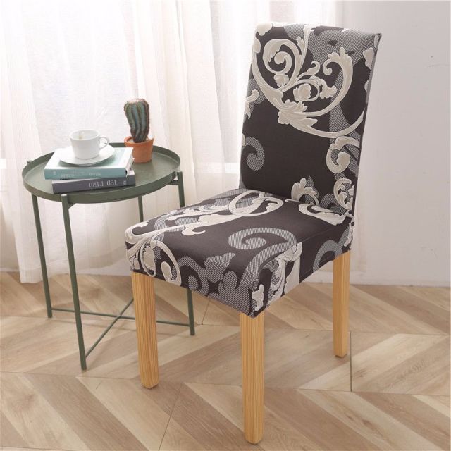 Geometric Dining Chair Cover Spandex Elastic Chair Slipcover Case Stretch Chair Covers for Wedding Hotel Banquet Dining Room - CARYMEN