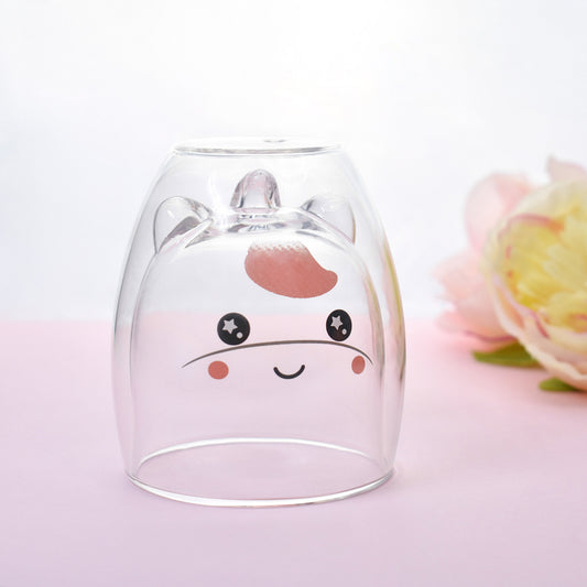 INS Coffee Mug Double Wall Milk Cup Cute Glass Creative Kawaii Juice Vaso Gato Oso Taza Doble Cristal Valentine&#39;s Day Gift - CARYMEN