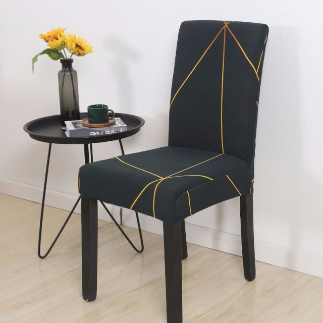 Geometric Dining Chair Cover Spandex Elastic Chair Slipcover Case Stretch Chair Covers for Wedding Hotel Banquet Dining Room - CARYMEN