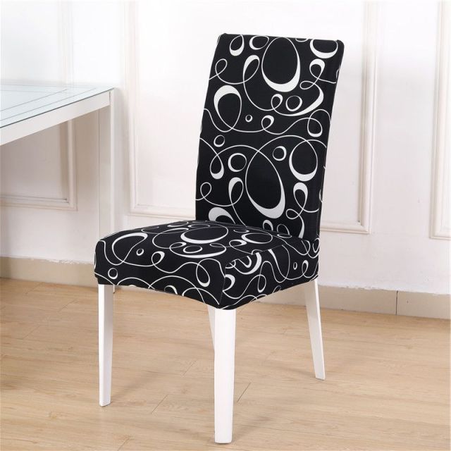 Geometric Dining Chair Cover Spandex Elastic Chair Slipcover Case Stretch Chair Covers for Wedding Hotel Banquet Dining Room - CARYMEN