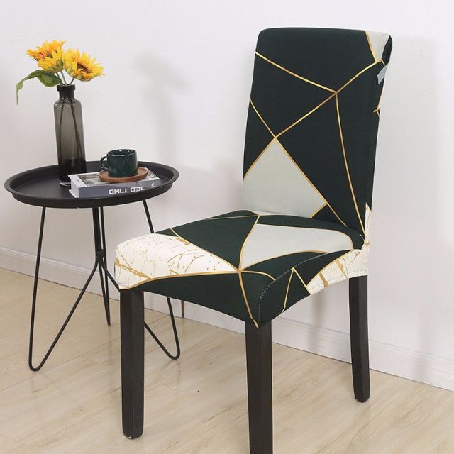 Geometric Dining Chair Cover Spandex Elastic Chair Slipcover Case Stretch Chair Covers for Wedding Hotel Banquet Dining Room - CARYMEN