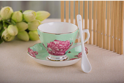 170ML, fine bone china coffee cup and saucer and spoon, funny fashion design, zakka tazas cafe espresso cup, european coffee mug - CARYMEN