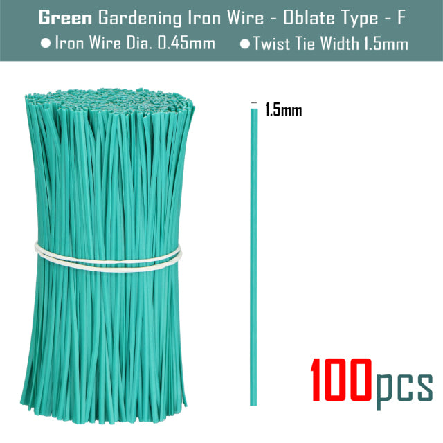 100PCS Oblate Gardening Cable Ties Reusable Iron Wire Twist Tie for Flower Plant Climbing Vines Multifunction Coated Fix Strings - CARYMEN