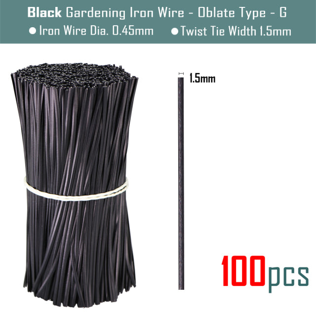 100PCS Oblate Gardening Cable Ties Reusable Iron Wire Twist Tie for Flower Plant Climbing Vines Multifunction Coated Fix Strings - CARYMEN