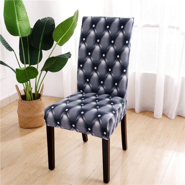 Geometric Dining Chair Cover Spandex Elastic Chair Slipcover Case Stretch Chair Covers for Wedding Hotel Banquet Dining Room - CARYMEN