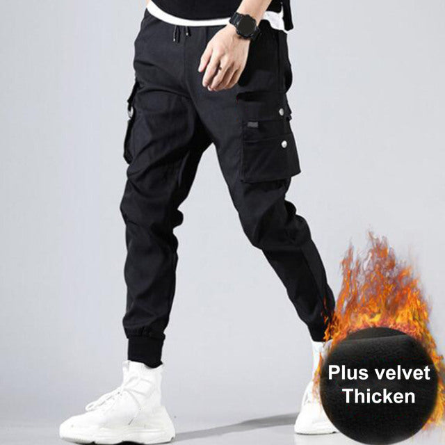 Hot！Autumn Men Pants Hip Hop Harem Joggers Pants 2021New Male Trousers Mens Solid Multi-pocket Cargo Pants Skinny Fit Sweatpants - CARYMEN