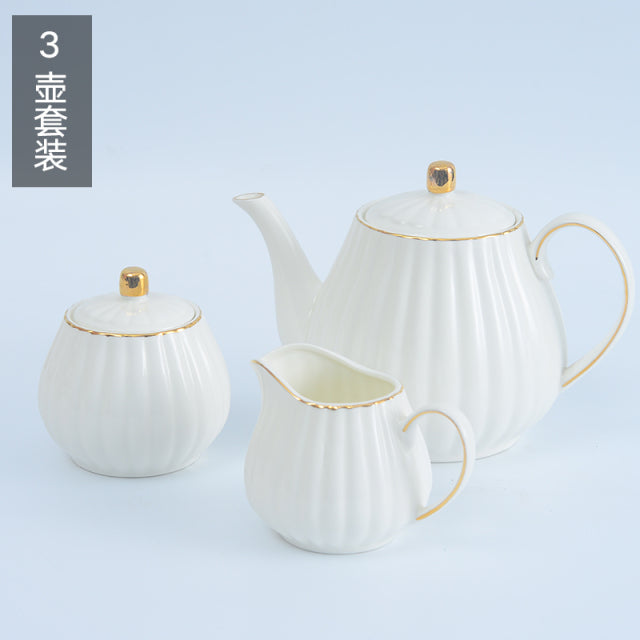 Ceramic Coffee Cup Set Milk Mug Porcelain Breakfast 6 Persons Bone China Tea Set Pair Espresso Cups Teapot Tazas Tasse Drinkware - CARYMEN