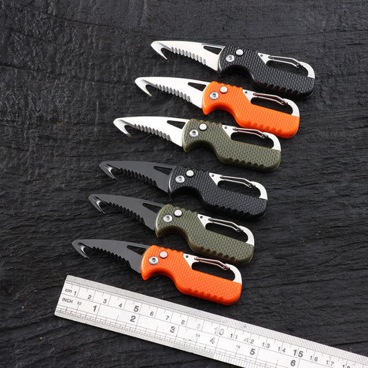 Portable Multifunctional Express Parcel Knife, Keychain, Serrated Hook, Carry-on Unpacking, Emergency Survival Tool Box Opener - CARYMEN