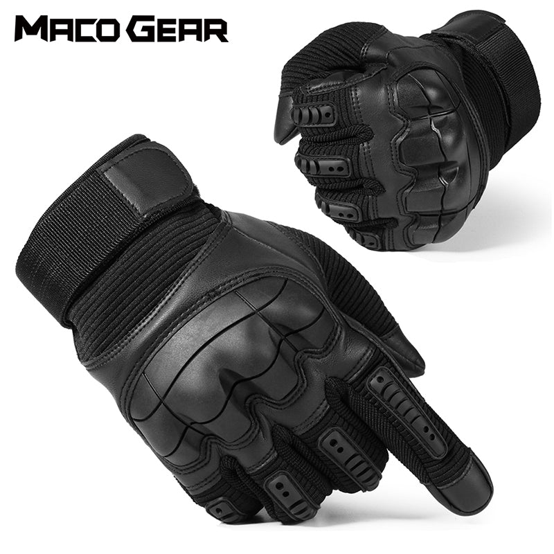 Touch Screen Tactical Gloves PU Leather Army Military Combat Airsoft Sports Cycling Paintball Hunting Full Finger Glove Men - CARYMEN